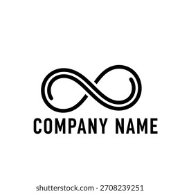 Minimalist geometric logo black infinity symbol logo design with company name placeholder vector logo template
