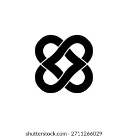 Minimalistisches geometrisches Logo schwarzes Infinity-Symbol Knotendesign für das Konzept der Ewigkeit oder Endlosschleife Vektor-Logo-Vorlage