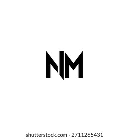 Logotipo geométrico minimalista logotipo monograma preto letras iniciais nm em modelo moderno de logotipo de vetor de fonte geométrica afiada