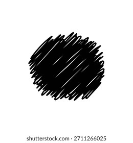 Logotipo geométrico minimalista marca de garabato negro en forma circular, elemento de boceto dibujado a mano Plantilla de logotipo de Vector