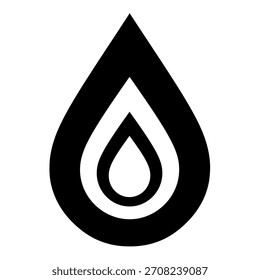 Minimalist geometric logo black and white abstract droplet icon with concentric outlines, symbolizing water, liquid, or energy vector logo template