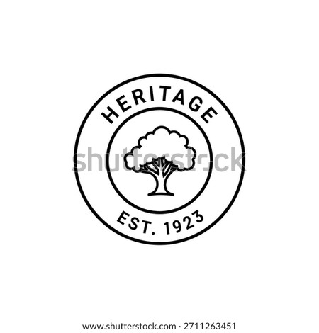 Minimalist geometric logo black and white circular logo design featuring a stylized tree and establishment date vector logo template