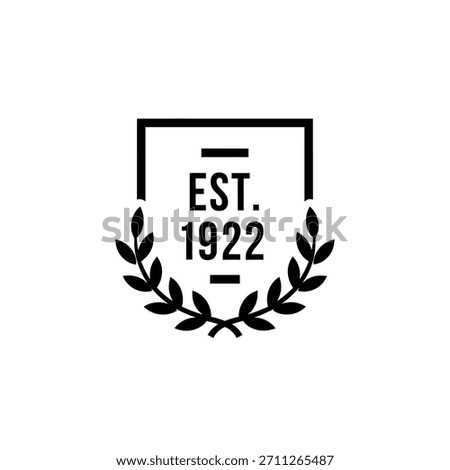 Minimalist geometric logo black and white minimalist emblem with text est 1922 and laurel wreath vector logo template