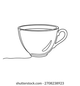 Logotipo geométrico minimalista desenho de linha contínua minimalista de uma xícara de café preenchida com modelo de logotipo vetor de bebida