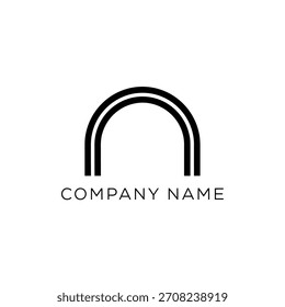Logotipo geométrico minimalista Logotipo de arco de doble línea minimalista Elemento de diseño Logotipo de Vector Plantilla
