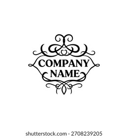 Logotipo geométrico minimalista elegante preto e branco vintage quadro ou design de emblema com espaço para o modelo de logotipo de vetor nome da empresa