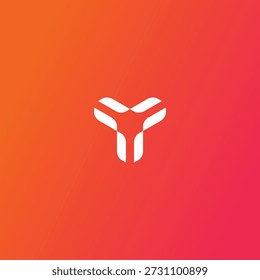 A minimalist geometric logo featuring an elegant three-way symmetrical shape. This design cleverly combines elements with a balanced trifoliate structure. Using soft yet precise angles, this logo symbolizes synergy, unity, and innovative growth.