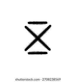Logotipo geométrico minimalista dibujado a mano símbolo de reloj de arena negro con textura áspera logotipo de Vector Plantilla