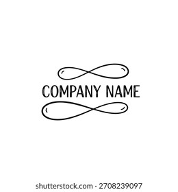 Modelo de logotipo de símbolo de infinito desenhado à mão com nome de empresa modelo de logotipo de vetor de espaço reservado