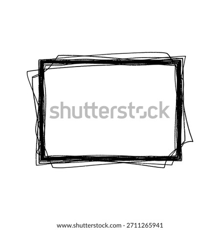 Minimalist geometric logo hand drawn black rectangular frame with sketchy border vector logo template