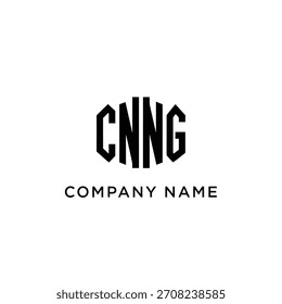 Diseño geométrico minimalista del logotipo del monograma que presenta las letras cnng dentro de un hexágono negro, Plantilla del logotipo del Vector