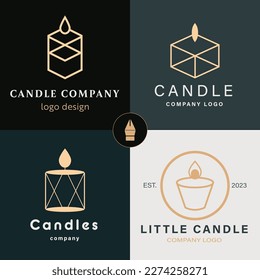 Minimalist geometric logo set for candle business, vector illustration. 