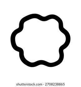 Minimalist geometric logo simple black outline of a blob shape with six rounded lobes, vector logo template