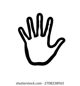 Minimalistisches geometrisches Logo einfache schwarze Umrisszeichnung einer offenen menschlichen Hand zeigt fünf Finger Vektor Logo Vorlage