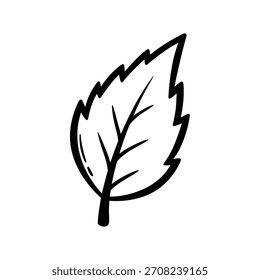 Logotipo geométrico minimalista boceto simple dibujado a mano en blanco y negro de una sola hoja dentada logotipo de Vector Plantilla