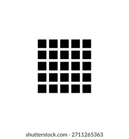 Minimalist geometric logo simple black and white grid icon composed of twentyfive small squares vector logo template