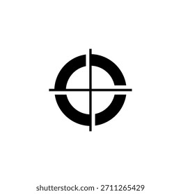 Símbolo de ícone de alvo de cruz preta simples de logotipo geométrico minimalista para mirar ou focar modelo de logotipo de vetor