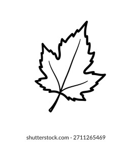 Minimalistisches geometrisches Logo einfache schwarz-weiße Umrisszeichnung eines einzelnen Traubenblattes mit gezackten Kanten Vektor Logo Vorlage