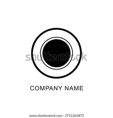 Minimalist geometric logo simple black and white circular logo design element with concentric rings and text placeholder vector logo template
