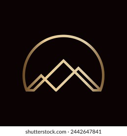 Minimalist Geometric Luxury Mountain Logo