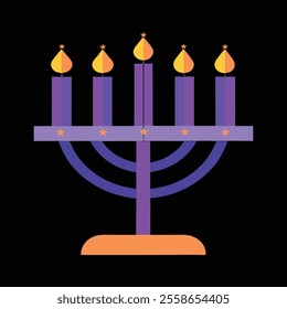 A minimalist, geometric menorah with candles hanukkah vector.