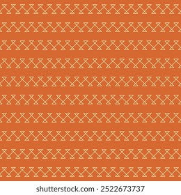 Padrão geométrico laranja minimalista, onde linhas simples formam formas de ampulheta repetitivas organizadas em linhas horizontais. Adequado para interiores modernos, têxteis ou design gráfico.