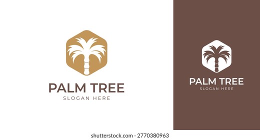 Minimalist Geometric Palm Tree Icon Elegant Logo for Travel and Vacation Branding