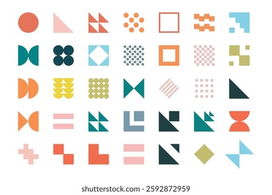 Minimalist geometric pattern with abstract shapes in pastel colors. Modern and stylish design for backgrounds, prints, and digital artwork.