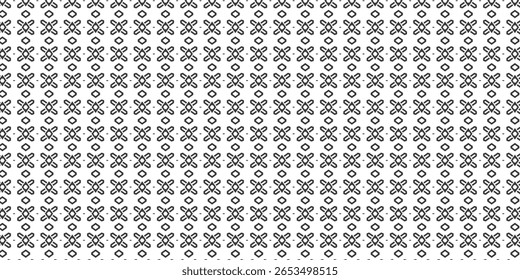 Padrão geométrico minimalista com formas de flor simétricas pretas e acentos de diamante sobre fundo branco. Perfeito para o uso moderno de abstratos, têxteis ou gráficos.
