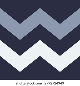 Minimalist geometric pattern with bold horizontal navy blue grey and white zigzag chevron stripes in a clean illustration