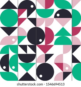 Minimalist geometric pattern of shapes.Scandinavian-style texture.Web design.Print on paper.Modern vector design