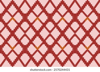 Minimalist Geometric Pattern with Symmetrical Red and White Diamond Motifs Inspired by Traditional Decorative Textiles and Home Decor