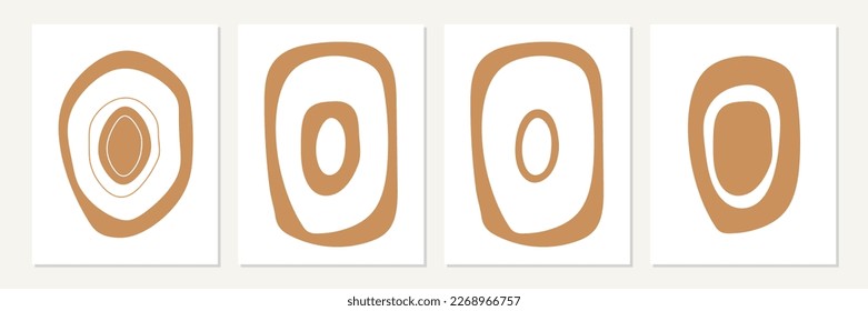 Minimalist geometric poster design. Mid century modern Bauhaus style inspired artwork. Vector abstract art set with circles in golden yellow and white.