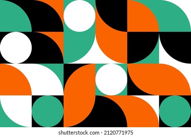 Minimalist geometric poster. Modern print with simple shapes and forms swiss style, minimal tiles with circles. Vector art