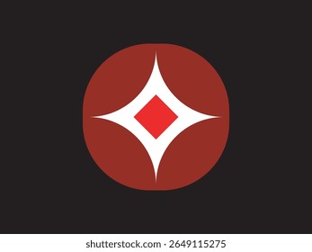 Minimalist Geometric Red Diamond Shape Inside Circle Abstract Illustration