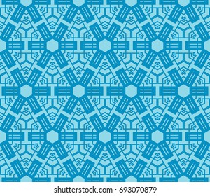 Minimalist geometric seamless background. For digital paper, textile print, page fill. Vector illustration. Blue color