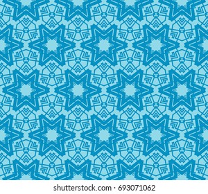 Minimalist geometric seamless background. For digital paper, textile print, page fill. Vector illustration. Blue color