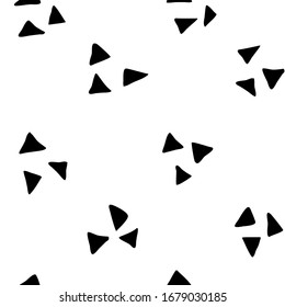 Minimalist geometric seamless pattern of doodles triangles. Hand-drawn vector illustration for postcards, textiles, notebook covers, interior, brochure, decor, printable design, paper scrapbooking.
