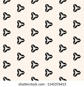 Minimalist geometric seamless pattern with simple triangular shapes, small elements. Abstract monochrome background texture, repeat tiles. Black and white design for decor, package, wallpapers, cloth