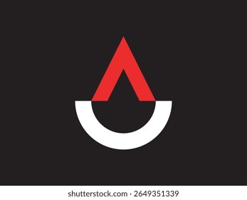 Minimalist Geometric Shape of Red Triangle and White Crescent Graphic Element