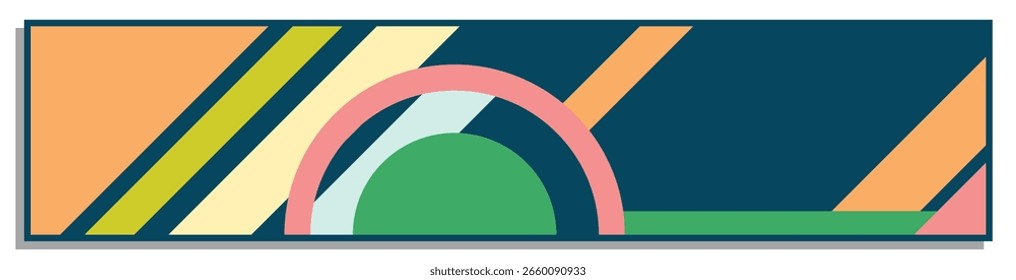 Banner horizontal de formas geométricas minimalistas. Abstrato moderno modelo de fundo espaço de cópia.