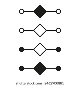 Minimalist geometric shapes vector. Series of connected diamonds and circles in a line art design. Abstract black and white pattern.