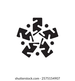 A minimalist, geometric snowflake composed of sharp, angular shapes. It conveys a sense of coolness, precision, and winter. Ideal for technology, winter sports, and environmental organizations