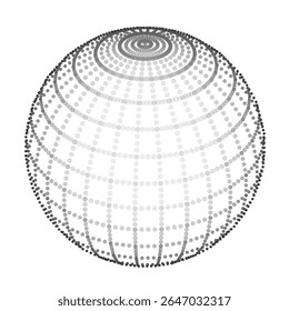 Minimalist geometric sphere made of glowing particles. Perfect for AR interfaces, tech or sci-fi presentations. Holograms with clustered particles resembling molecular structures. Vector background - Powered by Shutterstock - Get 15% off with code: PIKWIZARD15
