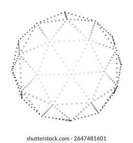 Minimalist geometric spheremade of particles. Perfect elements for AR interfaces, tech or sci-fi presentations. Holograms with clustered particles resembling molecular structures. Vector background