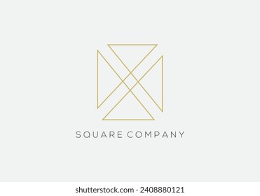 Diseño de logotipo geométrico cuadrado minimalista. Símbolo elegante de lujo