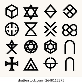 Minimalist Geometric Symbols Set - Sacred Geometry and Abstract Icons
