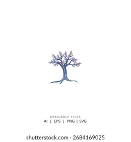 minimalist geometric tree logo design, organic wellness brand symbol for a natural company