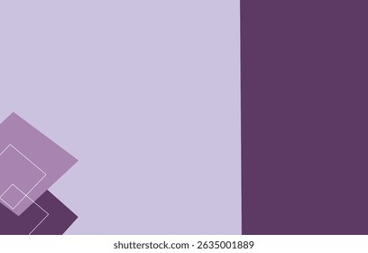 Plano de fundo de vetor geométrico minimalista com quadrados roxos sobrepostos e retângulos no estilo abstrato moderno, ótimo para usos de design e apresentação.