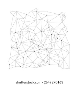 Minimalist geometric wireframe mesh with connected lines and points perfect for backgrounds, technology, science, or digital design projects vector illustration